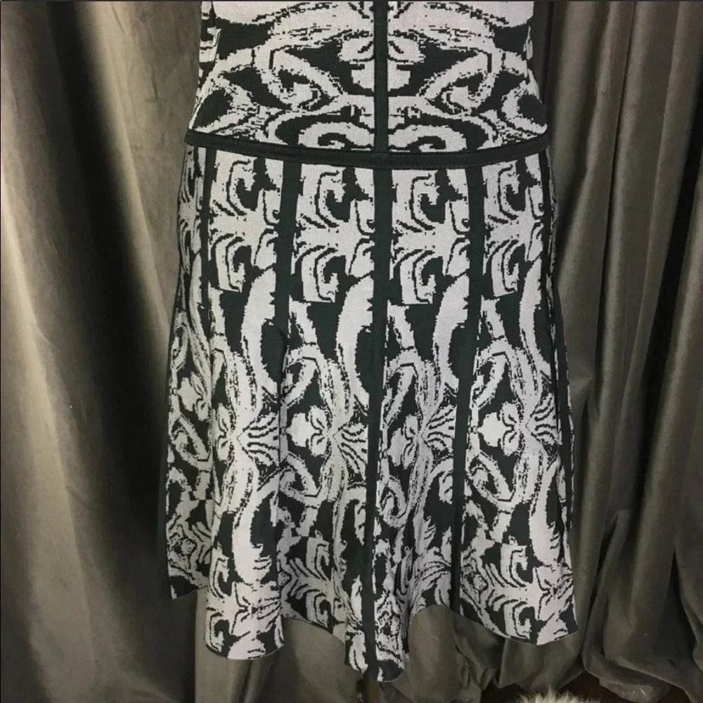 Parker Kiley Dress Damask Fit & flare knit sleeveless scroll print dark romantic - Picture 4 of 10